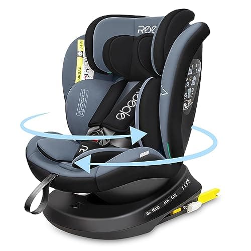 Reecle I-Size Silla de Coche Giratoria 360 con ISOFIX, 40-150cm (0~36kg), Aprox. 0-12 años (Negro)