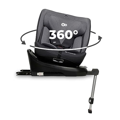 Kinderkraft I-360 Silla de coche, I-SIZE 40-150 cm, Isofix, Silla coche bebé, para niños, Ajustable, Sillade, RWF, FWF, Universal para coche, Asiento de coche, 360º, Grupo 0+/1/2/3, 0-36 kg, Gris