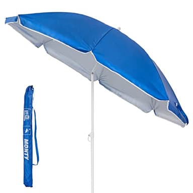 LOLAhome Sombrilla de playa de 8 varillas con protección solar UPF +50 de acero y nylon azul, de Ø 200 cm