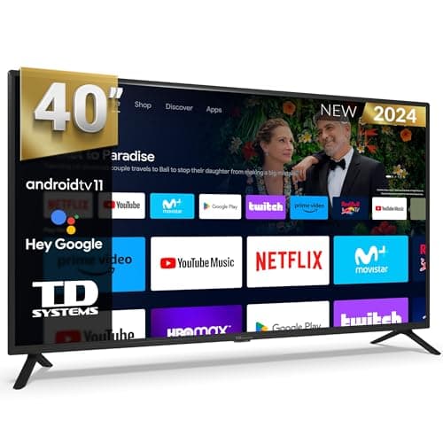 TD Systems - Smart TV 40 Pulgadas Full HD, Television TDT HD, Android 11 ATV, Modelo 2024, Televisor con 3 años de garantía - PRIME40C19GLE