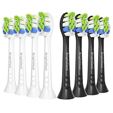 Brightdeal Cepillos de repuesto para Philips Sonicare - Cabezal de cepillo de dientes eléctrico para EasyClean HealthyWhite y otros mangos a presión, 4 blanco y 4 negro