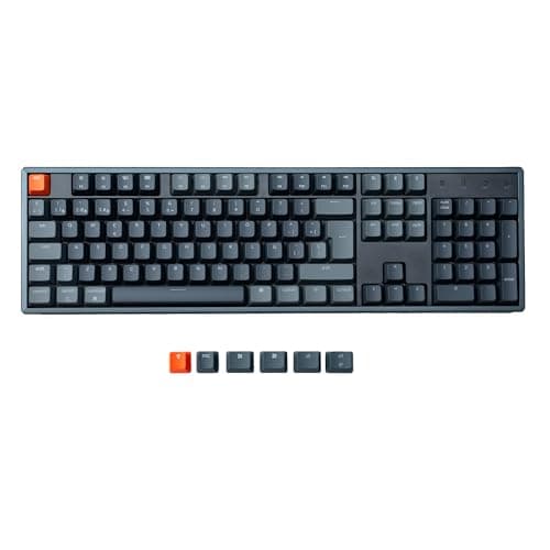 Keychron K10 Teclado Mecánico Intercambiable en Caliente de 104 Teclas para Mac Windows, Inalámbrico Bluetooth/Cable RGB Backlight con Marco de Aluminio Gateron G Pro Red Switch (ES Layout)