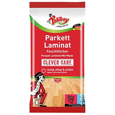 Poliboy - Toallitas húmedas para parqué y laminado - Limpieza rápida y profunda especial para suelos de parqué y laminados - Individuales - 1 x 15 paños - Fabricado en Alemania