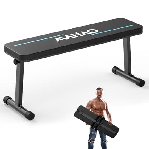 MAHAO Banco de Pesas Musculacion Plano Plegable, Capacidad de Carga Extrema 300 KG, Banco de Ejercicios Multiusos de Entrenamiento en Casa el Hogar Para el Entrenamiento del Cuerpo