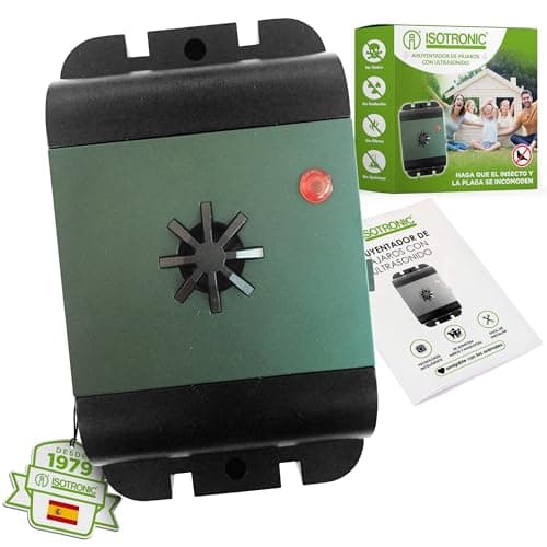 ISOTRONIC Ahuyentador ultrasónico de pájaros, Palomas, gorriones, gaviotas, Cuervos | Anti Palomas con ultrasonidos | Repelente acústico de Aves | Espantapájaros | para Balcones, fachadas, terrazas