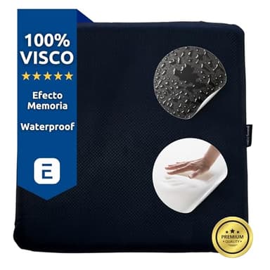 INDESMED Cojín Antiescaras Espuma Viscoelástica, Antideslizante, Ergonómico e Impermeable para Silla de Ruedas, Oficina | Cojín postural - Funda Impermeable Lavable | Fabricado en España - 40x40x4cm