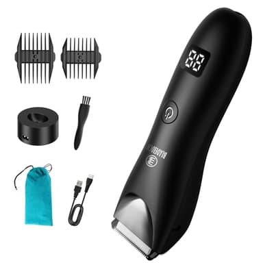 Afeitadora Corporal Masculina, Depiladora Corporal Hombre con Cuchilla de Cerámica, Recortadora Corporal Hombre Maquina Depilar Cortapelos con Pantalla LCD y Base de Recarga, IPX7 Impermeable