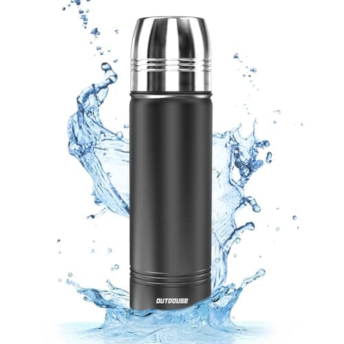 Botella Termica - Botella agua Acero Inoxidable-350ML,500ML,750ML, Termo con pared Doble Aislamient, de Fugas, con Taza, Termo Cafe Sin BPA, Termica para deportes y exteriores(500ml)