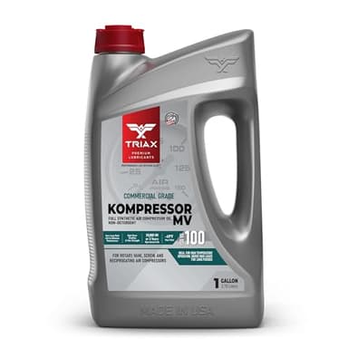 TRIAX Kompressor MV ISO 100 Aceite Totalmente Sintético para Compresores de Aire Rotativos, de Paletas, de Tornillo, Recíprocantes, Silenciosos e Bombe de Vacio. Alta temperatura, 20.000 horas de Vida