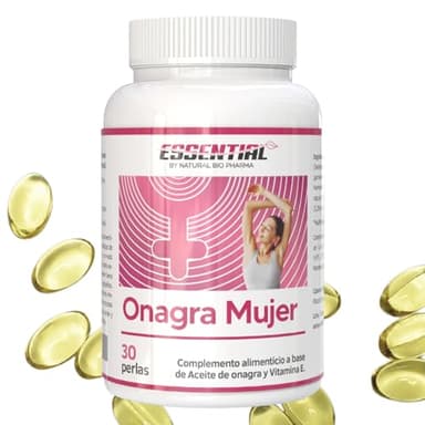 •Aceite de Onagra Perlas con Vitamina E. 30 Perlas, Vitamina E para Menopausia y Fertilidad Mujer. Colesterol, Dolor Menstrual y SOP