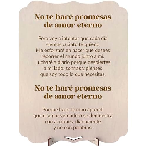 nagu® Tarjeta Regalo de Amor de Madera 10x15 cm - Detalles para Regalar Sostenibles, Regalos para Parejas con Frase romántica. Incluye Soporte, Perfecto San Valentín, Aniversario o Cumpleaños