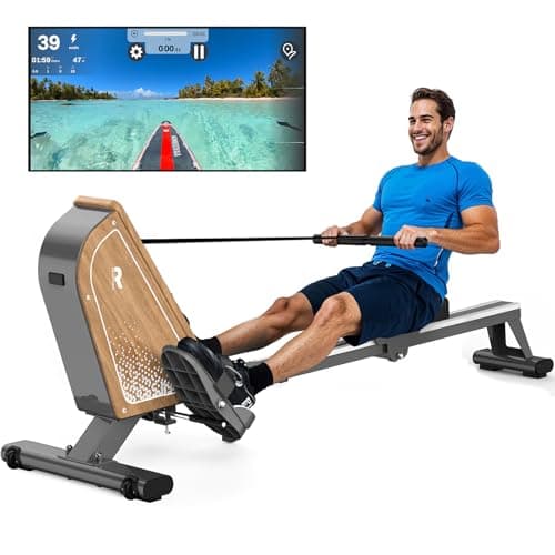 VOWVIT Máquina de remo para casa OR3, dispositivo de remo magnético con monitor Bluetooth, 16 niveles de resistencia, remo compacto con capacidad de peso de 160 kg, almacenamiento vertical, 2 años de