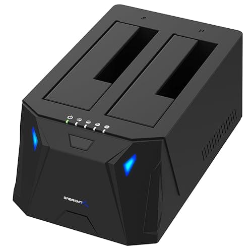 SABRENT Estación de Acoplamiento de Doble Bahia para SATA SDD/HDD de 2,5/3,5" | USB 3.0 | Clonacion Offline | Velocidades de 5Gbps [EC-HD2B]
