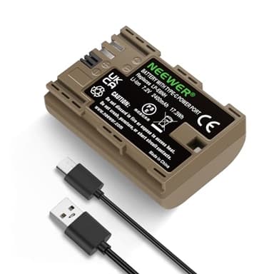 NEEWER Batería Recargable para cámara con Cable de Carga USB Tipo C, LP-E6NH LP-E6N LP-E6 Batería Compatible con Canon EOS R5 R6 R6 II R7 R 5D II III IV 6D 6D II 7D II 60D 70D 80D 90D