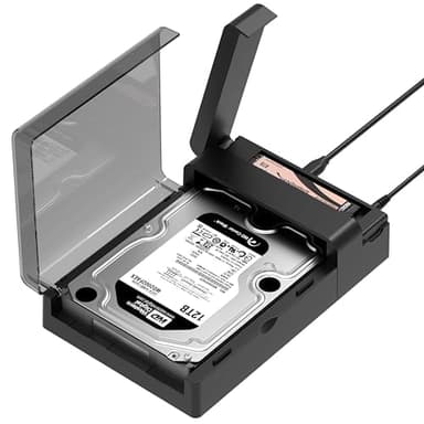 SABRENT Estación de Acoplamiento Horizontal USB Tipo-C para Discos M.2 PCIe NVMe + Discos Duros (HDD) y Sólidos (SSD) SATA 2.5"/3.5" con función de clonación sin conexión a Host [DS-UFNC]
