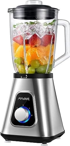 My Wave - Batidora de Vaso - Potencia de 1300W - Capacidad de 1,5L y 2 Velocidades + Pulse- Para Líquidos y Sólidos - Cuchillas de Acero Inoxidable y Vaso Extraíble - Apta para Lavavajillas