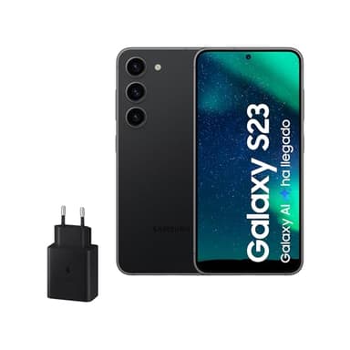 Samsung Galaxy S23, 128GB + Cargador de 45W - Smartphone Android con IA, Teléfono Móvil Desbloqueado, Color Negro (Versión Española)