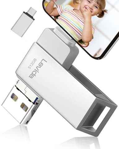 PenDrive - Memoria USB de 512GB por Smartphone 4 en 1 Pen Drive 3.0 Photo Stick Flash Drive USB Memory Stick Foto Stick Android OTG Tablet PC Mac Ordenador portátil - Plata