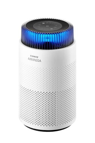 COWAY Purificador de aire con filtro HEPA, silencioso 20 dB, luz ambiental, elimina el 99,999% de partículas nocivas hasta 0,01 µm para alergias al polen y al polvo, CADR 244 m³/h - AIRMEGA 100