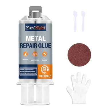 Pegamento de reparación de metal de 80g: Adhesivo epoxi de alta resistencia para metal a metal, plásticos, acero inoxidable, aleación de aluminio. Resistente a altas temperaturas. Ideal para manualida