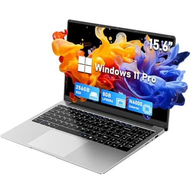 FUNYET Ordenador portátil, Laptop 15.6 Pulgadas, 8GB RAM 256GB SSD, Notebook procesador N4000, IPS FHD 1920 x 1080 portátil, 180° Abrir Cerrar, 5000mAh, WiFi, Ranura para Tarjeta TF,Win11pro Computer