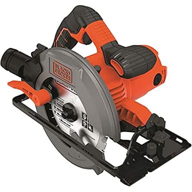 BLACK+DECKER Sierra Circular 1500W, velocidad 5.500 rpm, diámetro de disco 190mm, corte a bisel 0-45°, Incluye guía lateral para corte recto y llave hexagonal, CS1550