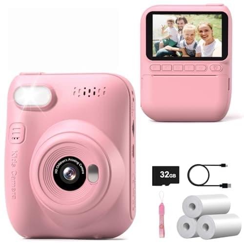 Camara Fotos Infantil Instantanea, 3,0" HD 1080P Cámara Instantánea para Niños con Tarjeta de 32GB, Bolígrafos de Colores y Papel de Impresión, Regalos Juguete