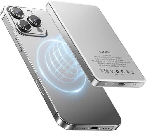 MANKIW Wireless PowerBank mag-Safe, 5000mAh Mini Magnetico Power Bank con PD 20W Ricarica Veloce, Magnetico Power Bank Compatibile con iPhone 16/15/14/13/12/Mini/Pro/Pro MAX una Custodia mag-Safe