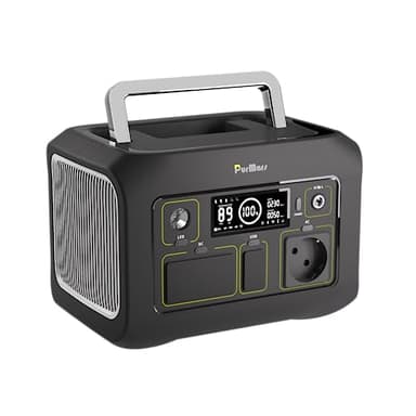 PurMars Estación de energía portátil de 300 W (máx. 500 W), 288 Wh, memoria de corriente de 230 V CA, USB-D60 W, linterna LED, banco solar Lifepo4, para exteriores, camping, viajes, hogar, corte de