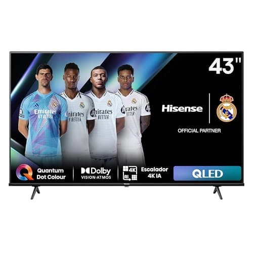 Hisense 43E7NQ - QLED Smart TV, 43 Pulgadas Televisor, Quantum Dot Colour, Dolby Vision, Dolby Atmos, Modo Juego Plus, 60Hz VRR 120 fps, Bluetooth&HDMI,Control por Voz televisor, VIDAA (Nuevo 2024)