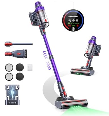 VAC02 Aspiradora sin Cable 550W/45KPA/60 Min, Modo Automático, Cepillo Antienredos y Luz Verde, Aspirador Potente Vertical, Pantalla Táctil LED Inteligent, Función de Fragancia, Carga en Pared
