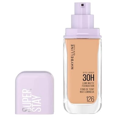 Maybelline New York Base de Maquillaje, Hasta 30H, Acabado Mate Luminoso, Lumi Matte, Tono 126