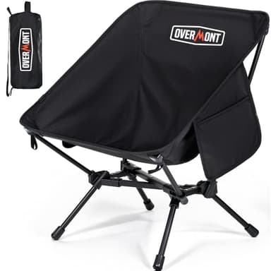 OVERMONT Silla Camping Plegable Portátil - Sillas de Playa Plegables Ligera Carga Máxima 150kg - Silla de Camping Compacta con Bolsa de Transporte para Exterior Acampada Playa Pesca Picnics Jardín