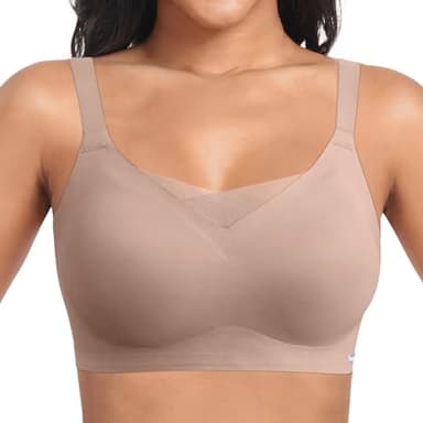 POIUIYQA Sujetador sin Aros Mujer Sujetadores Encaje sin Costuras Bralette Básicos Cuello V Profundo Sujetador sin Costuras para Mujer Push up Sujetador Básico Sujetadores Deportiva Mujer Sujetadore