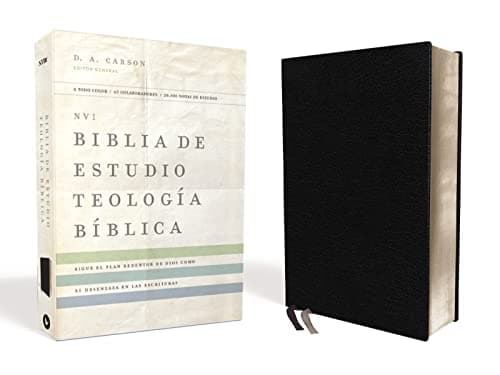 NVI Biblia De Estudio Teologia Biblica: Nueva Version International, Negro, Piel Reciclada: Sigue el plan redentor de Dios como se desenlaza en las Escrituras