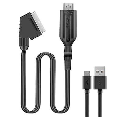 Beigemo SCART a HDMI Convertidor, Euroconector a HDMI Conversor de Audio Vídeo1080p/720 Reproductor de Adaptador Entrada Scart Salida HDMI Apoyo con Scart Cable para HDTV, DVD BLU-Ray, VCR, Proyector