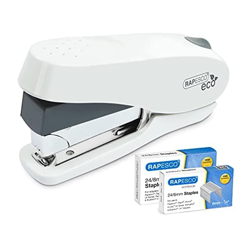 Rapesco 1467 Germ-Savvy Antibacteriano ECO Grapadora Luna Esfuerzo Reducido con 2000 Grapas, 50 Hojas de Capacidad, Blanco