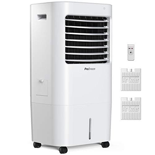 Pro Breeze Climatizador Evaporativo Portatil Silencioso Depósito 10L, 4 Modos, 3 Velocidades, Temporizador, Oscilación y Mando a distancia. Pinguino aire acondicionado portatil- Blanco