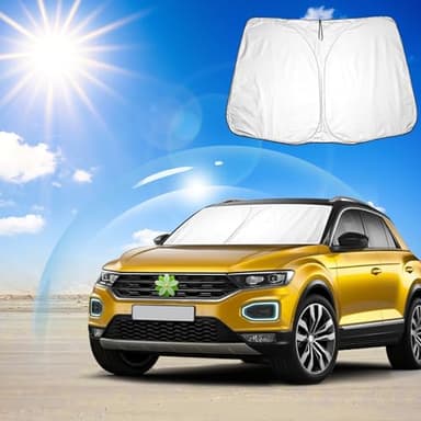 Ruiya Parasol para Parabrisas Delantero Compatible con VV T-Roc 2018-2024 2025 Parasol Coche Delantero Anti UV Rayos Parabrisas de Coche Parasol Plegable Protección Solar para T-Roc Accesorios