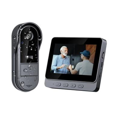 Videoportero Inteligente Exterior Timbre Inalámbrico con Cámara 1080P IP65 Impermeable 170° Gran Angular Video Doorbell con Pantalla IPS de 4,3 Pulgadas, Interconexión Bluetooth, No Requiere WiFi