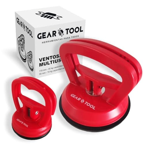 GearTool – 2 Ventosas para coche, azulejos, cristal | 118mm (40kg) y 55mm (15kg) | Ventosas multiusos para elevar y transportar objetos pesados o de difícil agarre, reparar móviles y abolladuras coche
