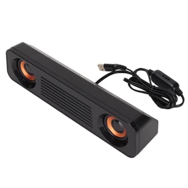 Ashata Barra de Sonido con Cable Barra de Sonido con Subwoofer Abs Altavoz con Cable Subwoofer Estéreo de Alta Fidelidad USB Powered 3.5Mm Plug Portable Desktop Long Speaker para
