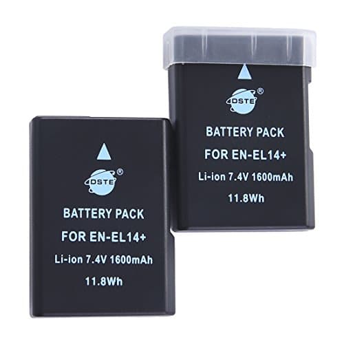 DSTE 2pcs EN-EL14 ENEL14 EN-EL14a Recargable Li-Ion Batería para Nikon D3100, D3200, D3300, D5100, D5200, D5300
