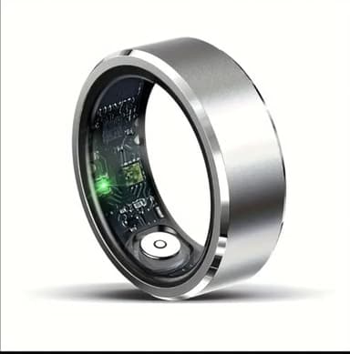 Anillo Inteligente Resistente al Agua IP68, Multifunción, Monitor de Cardío, Sueño, Presión Arterial y Oxígeno, Control de Música y Fotos, Acero Inoxidable, iOS-Android (Dorado, Extra pequeño *8)