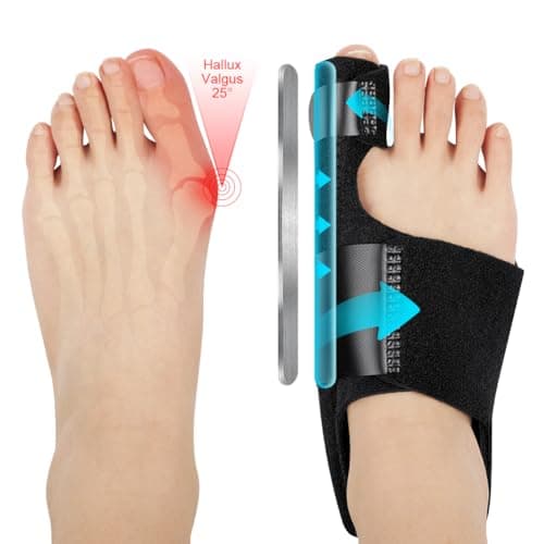 ACWOO Corrector de Juanete, Enderezador de Juanete Corrector Nocturno y Día, Férula para Juanete, Enderezador de Dedo con Ajustable, 2 Corrector de Juanete Hallux Valgu, 2 Separador Dedo Pie Silicon
