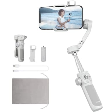 FeiyuTech [Oficial] VB4 2024 - Kit de estabilizador de teléfono móvil para Samsung S23 y iPhone 15/14, ideal para Vlogs, vídeos de YouTube y TikTok, con barra de extensión, módulo de luz y seguimiento