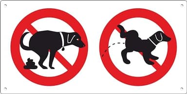 Pubblimania Prohibición de caca y orinar para perros y animales | Señal de aluminio para exterior – Interior, grosor 3 mm, 29 x 14,5 cm (sin pipí ni caca)