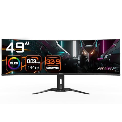 Gigabyte AORUS Monitor de Juegos Curvo CO49DQ OLED - 5120x1440 (DQHD), 1800R, 144Hz, 0.03ms, KVM, FreeSync Premium Pro, HDMI 2.1