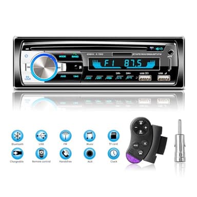 Radio en Coche Autoradio Bluetooth Manos Libres, Lifelf Radio 1 DIN Estéreo 4 x 65 W Receptor de Radio para Coche con Reproductor de MP3, Control Remoto WMA FM, Dos Puertos USB (No RDS/CD/DVD)