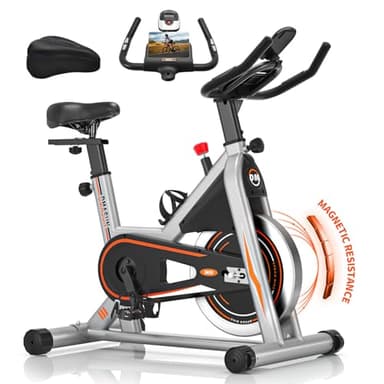 Bicicleta Estatica, Bici Estatica Profesional DMASUN con Mayor Resistencia Magnética, Más Silenciosa, Cómoda y Estable, Capacidad de Carga de Hasta 160 kg (Funda Sillin Bicicleta Estatica Incluida)